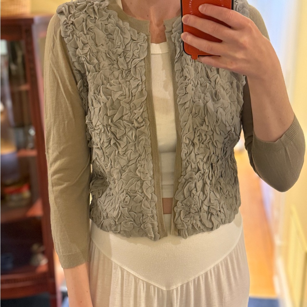 J. Crew Silk and Wool Beige Textured Cardigan